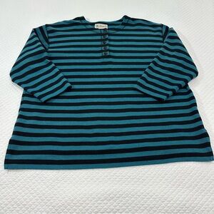 Bechamel Black and Teal Striped Women’s 3/4 Sleeve Sweater Sz XL